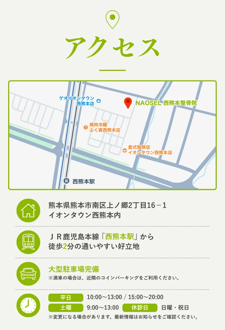 身体のお悩みならNAOSEL整骨院